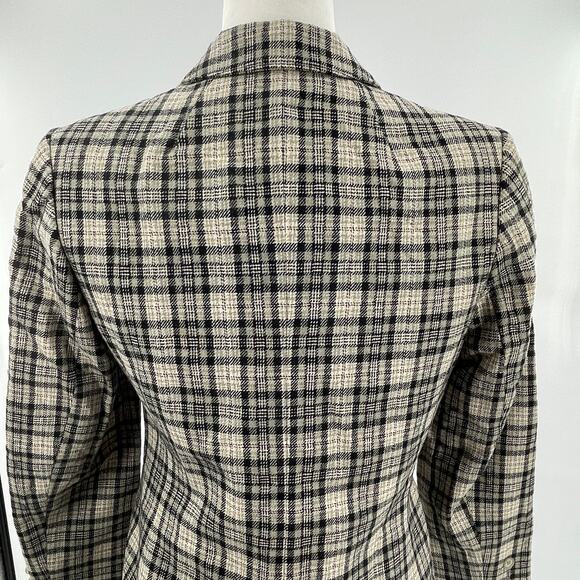 Pendleton Vintage 80s Black Gray Plaid Virgin Wool Classic Retro Jkt Blazer 12 - Picture 6 of 14